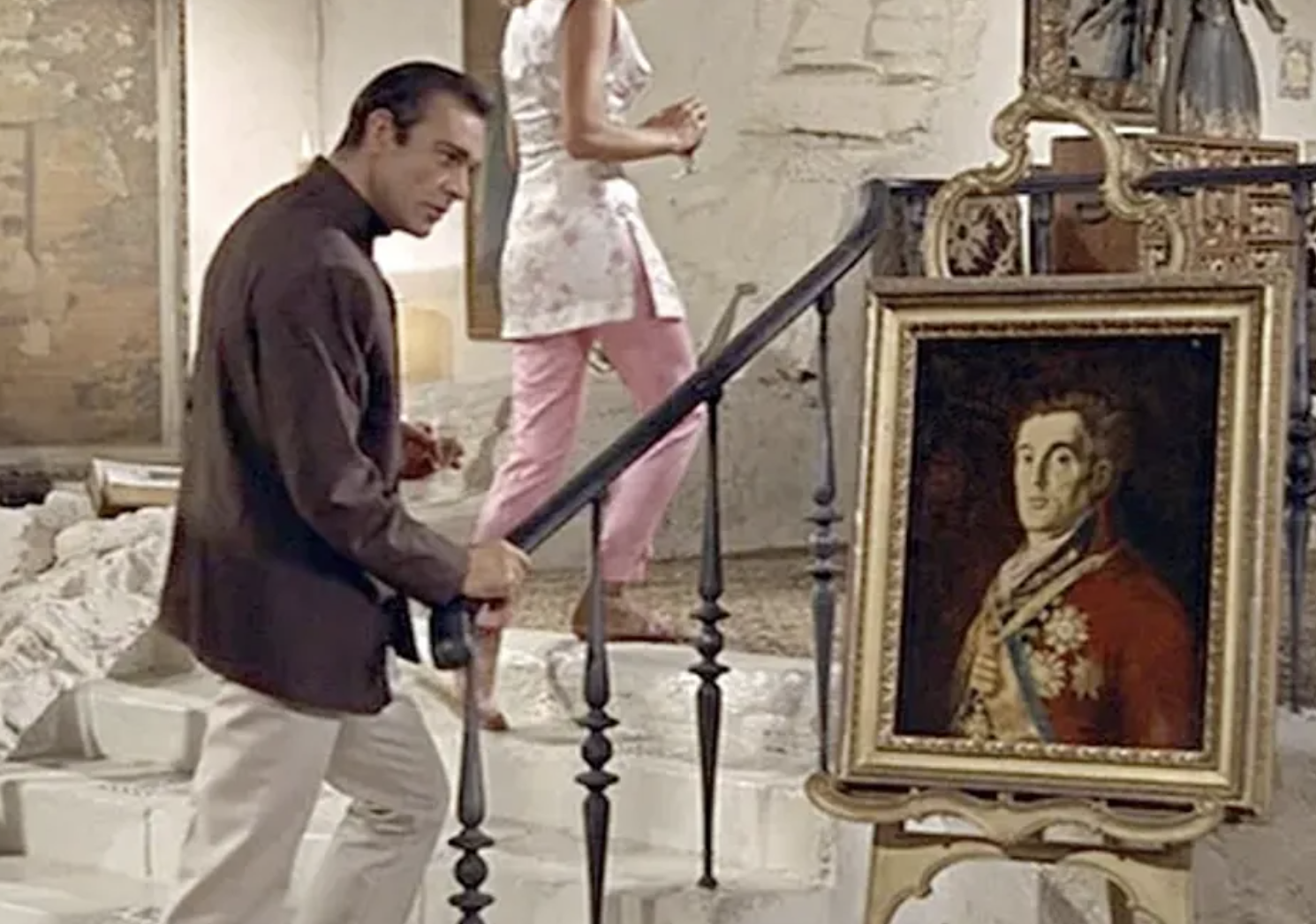 “In Doctor No, James Bond stops and looks for a second at a painting displayed in the Doctor's lair. The painting is Goya's Portrait of the Duke of Wellington, which had famously been stolen in 1961-- implying, of course, that Doctor No was behind the theft.”